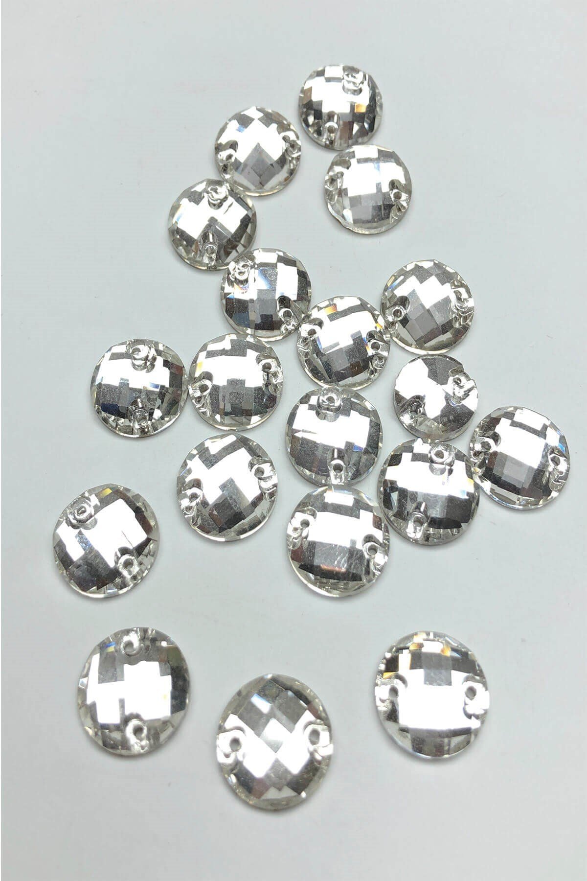 Şeffaf Yuvarlak Cam Dikme Kristal Sworovski Boncuk 10 Adet