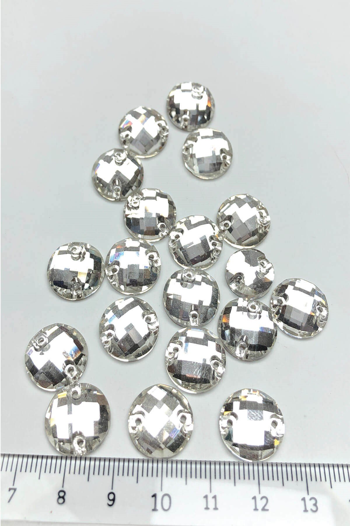 Şeffaf Yuvarlak Cam Dikme Kristal Sworovski Boncuk 10 Adet