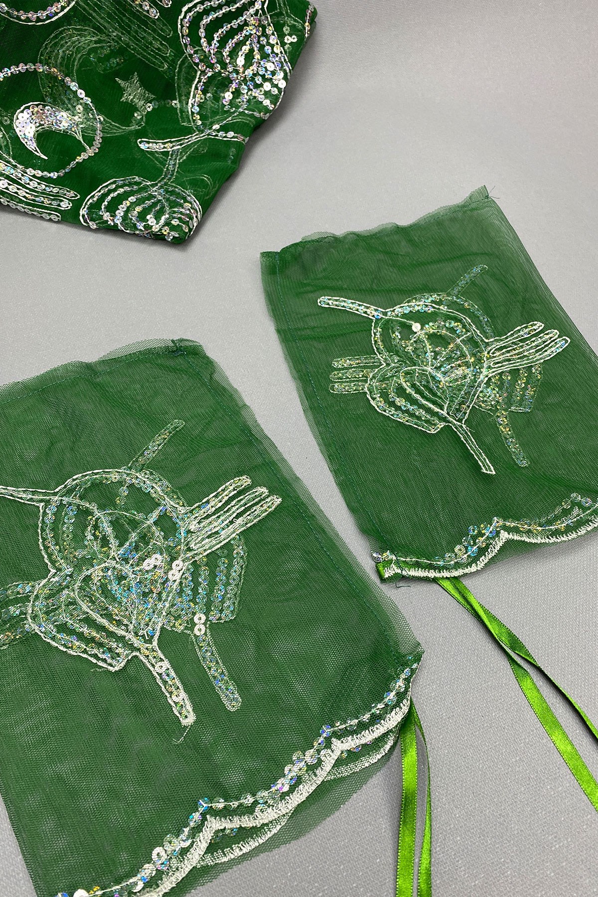 Glitter Leaf Bride Face Cover and Groom Cover Jewelry Ribbon