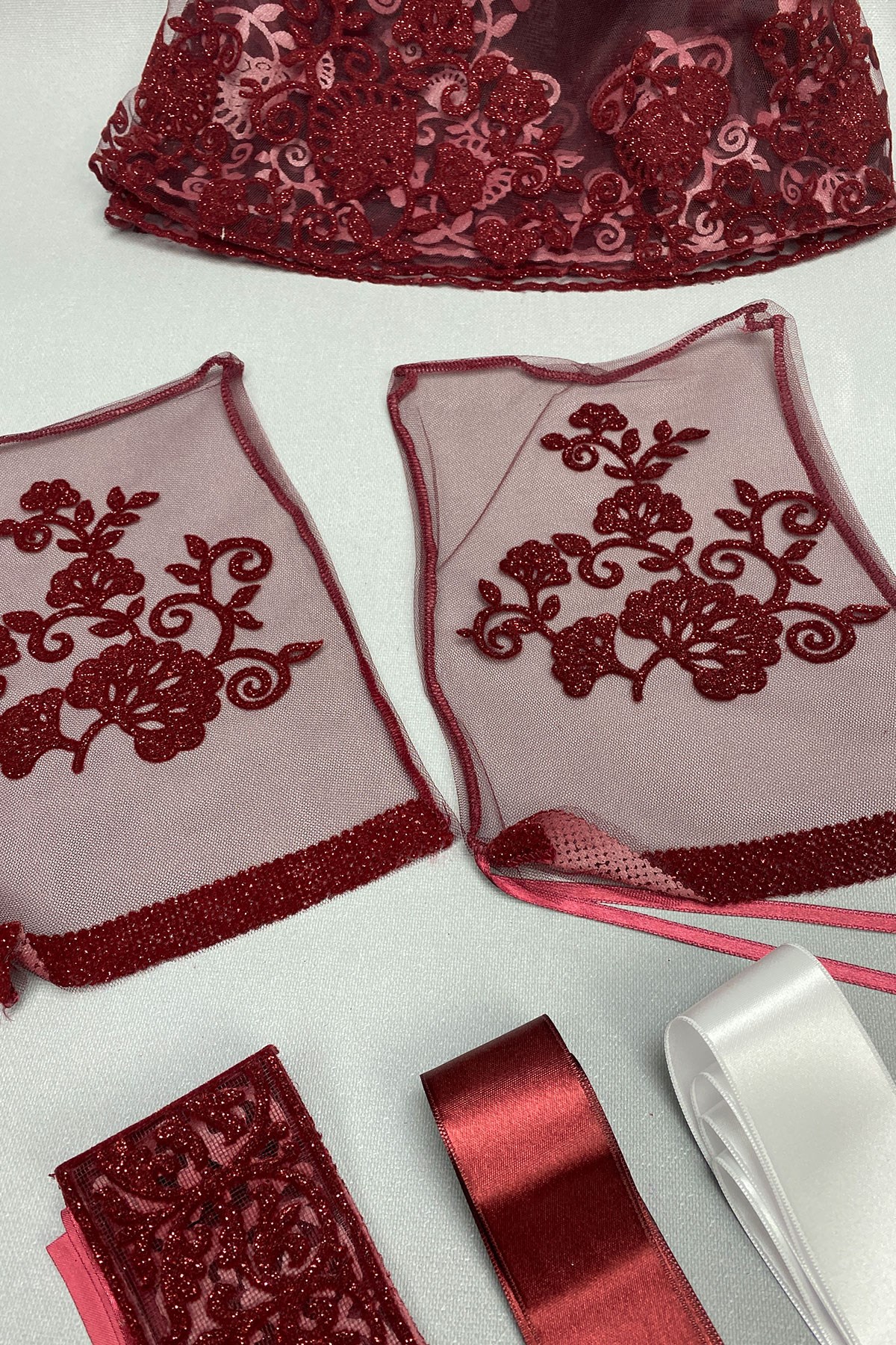 Glitter Leaf Bride Face Cover and Groom Cover Jewelry Ribbon