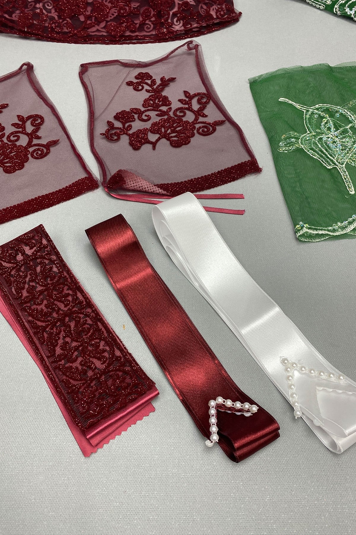 Glitter Leaf Bride Face Cover and Groom Cover Jewelry Ribbon