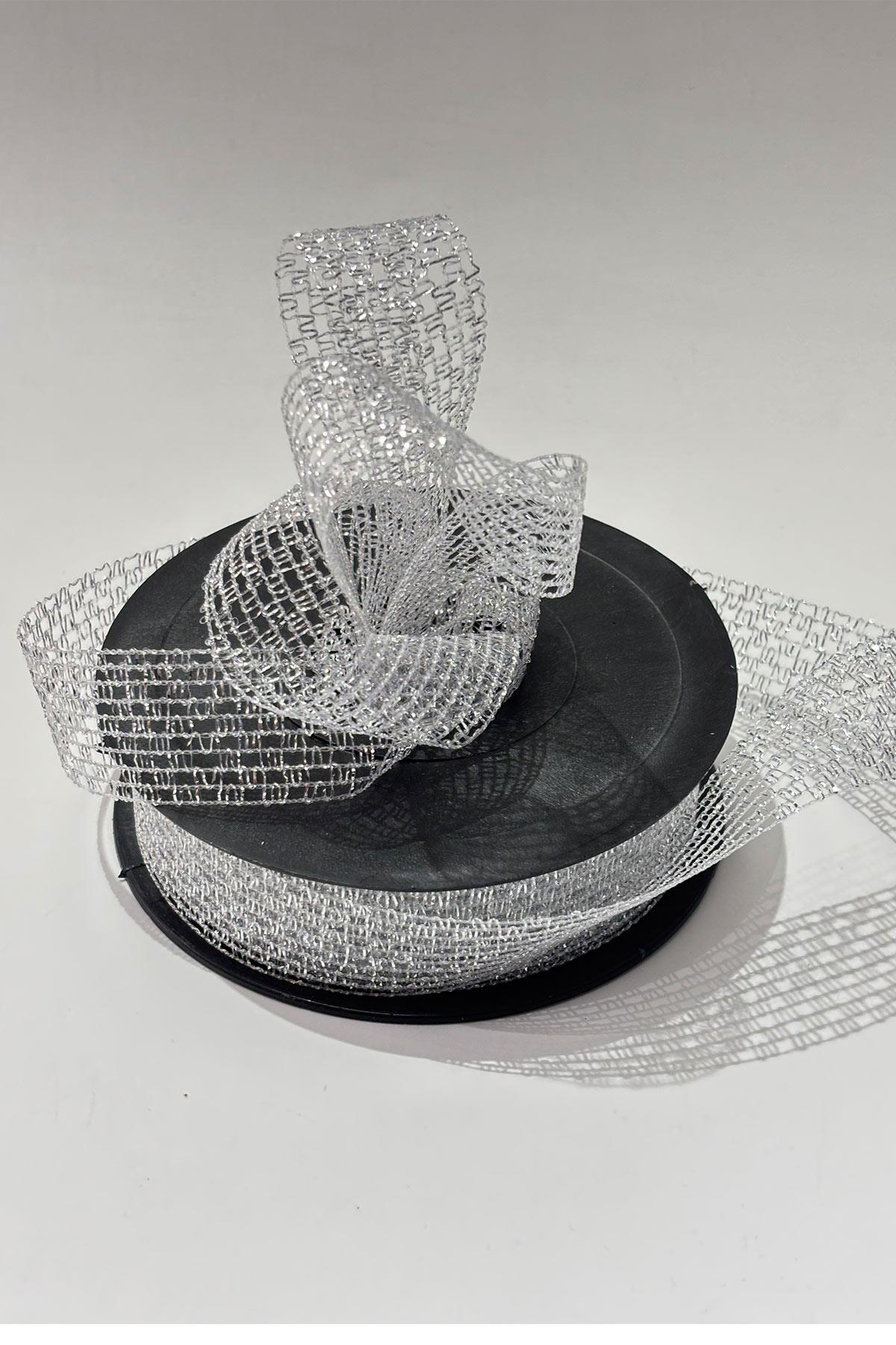 Simli Gümüş Şerit Kurdele Bohça Süsleme 2,5 cm 20 Metre