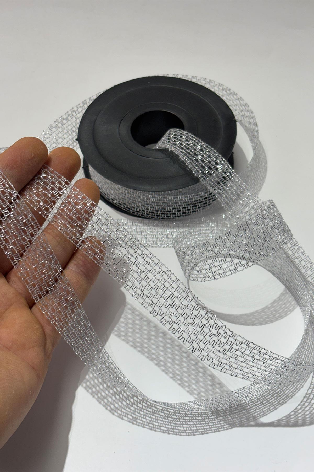 Simli Gümüş Şerit Kurdele Bohça Süsleme 2,5 cm 20 Metre