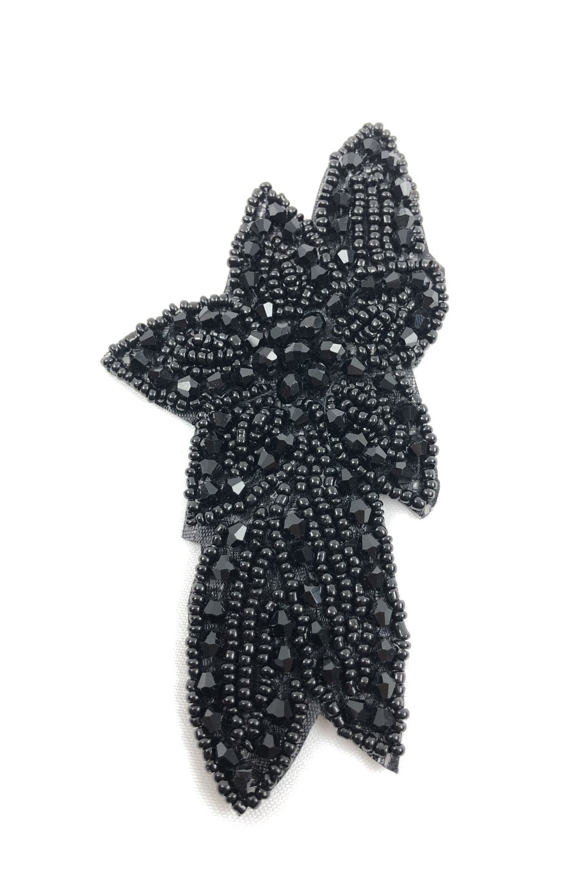 Black Beaded Iron-on Stone Applique