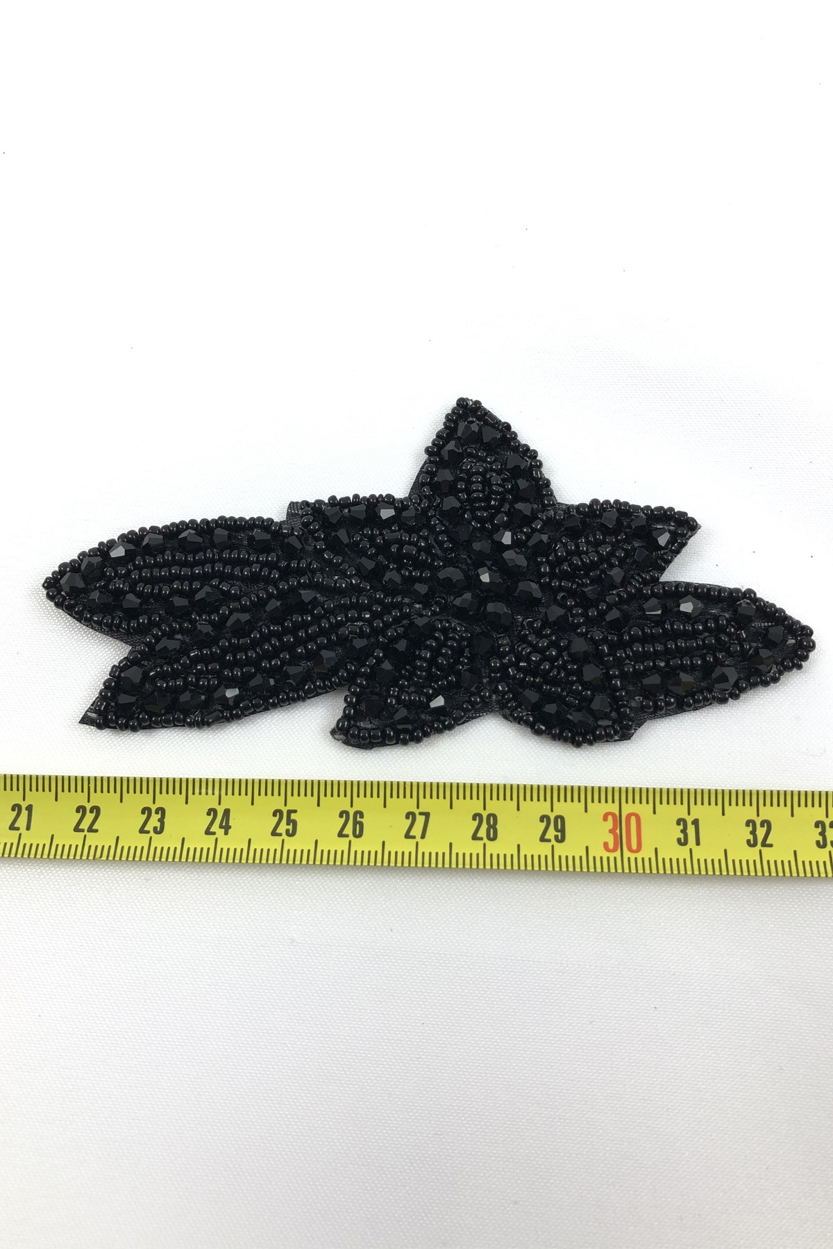 Black Beaded Iron-on Stone Applique