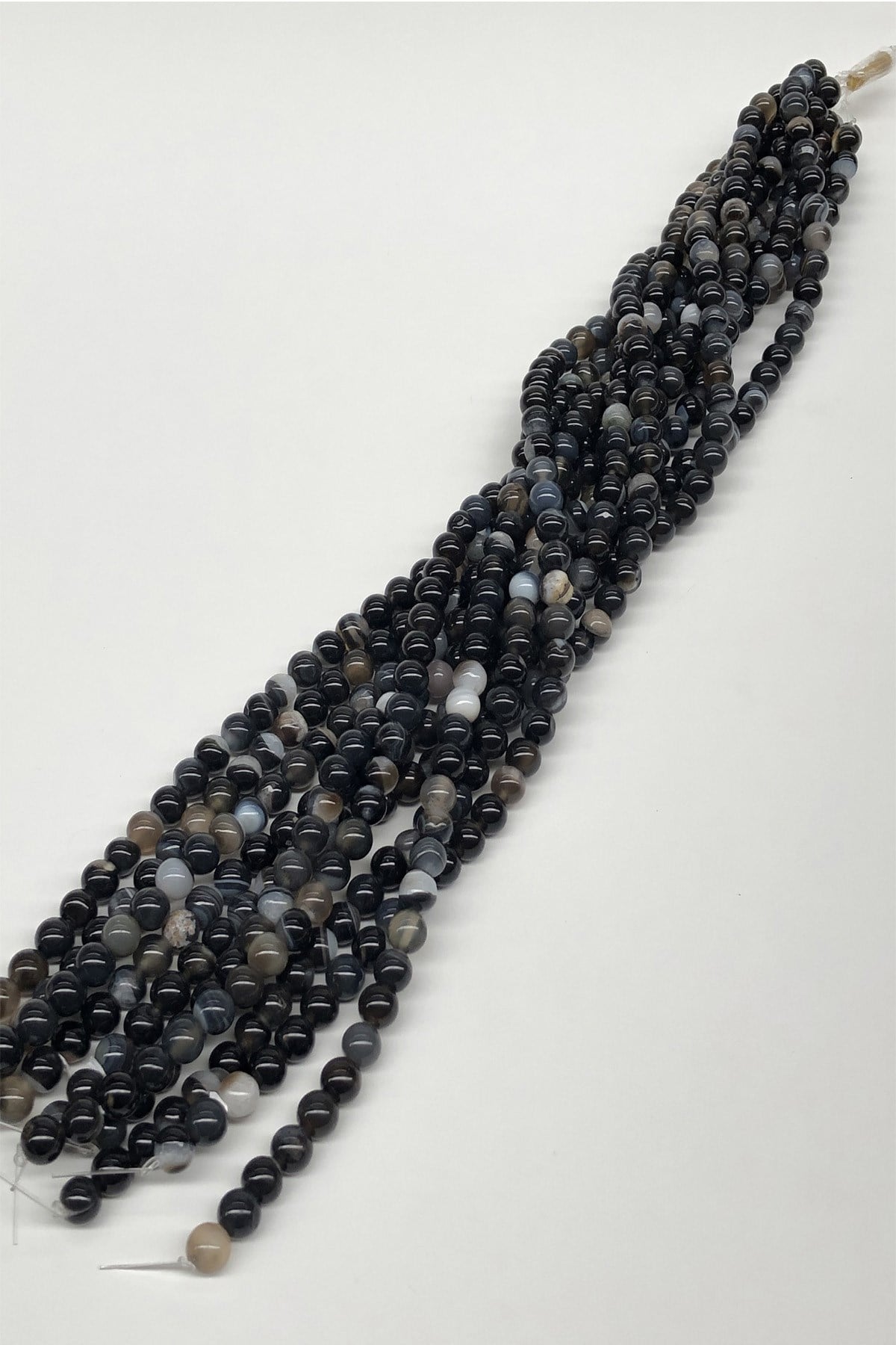 Black Patterned Agate Natural Stone Beads 8 mm