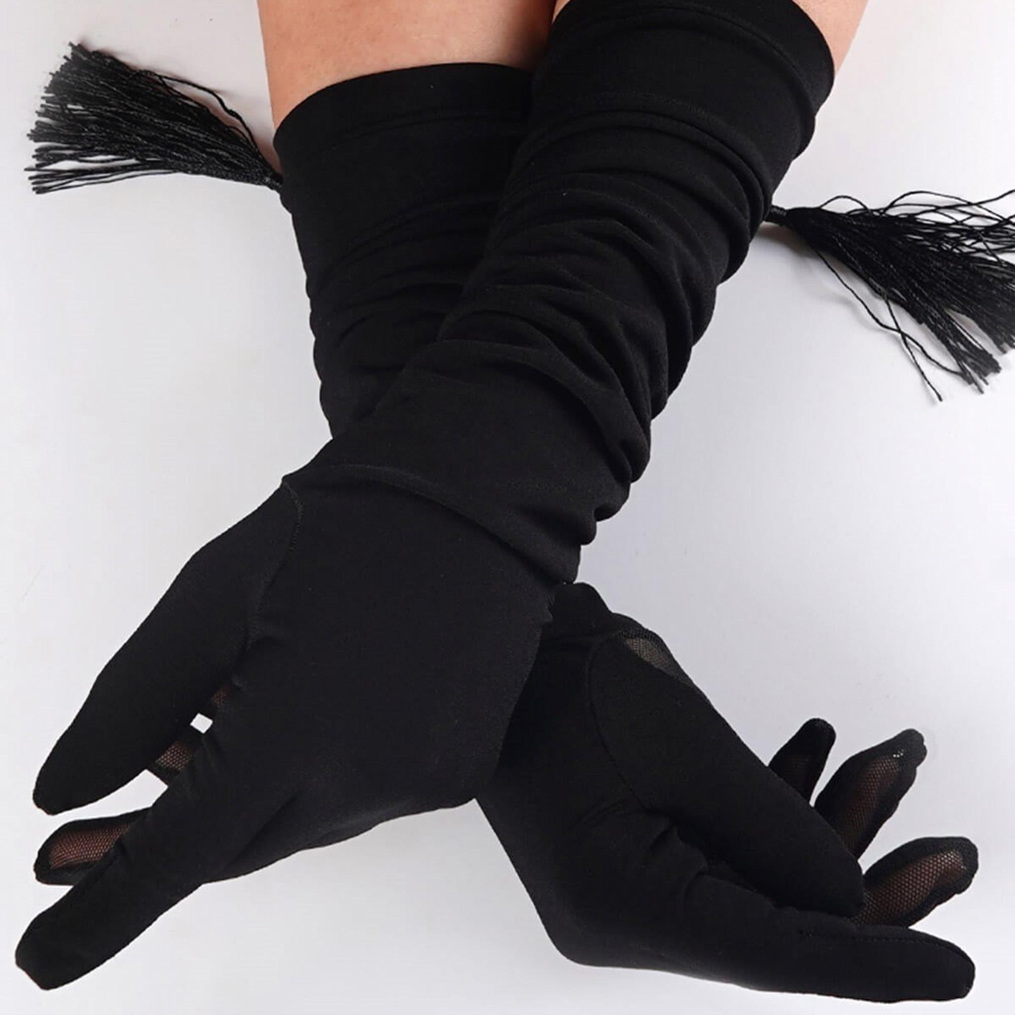 Toptan Siyah Düz Mat Saten Gelin Eldiveni