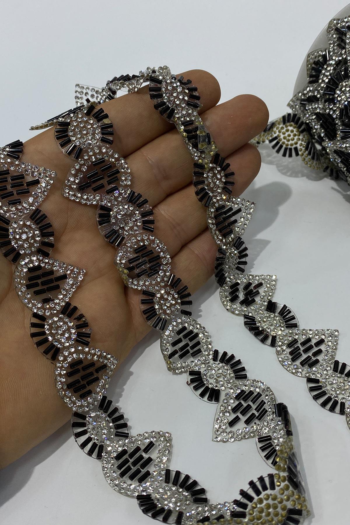 Black Silver Iron-On Strip Applique