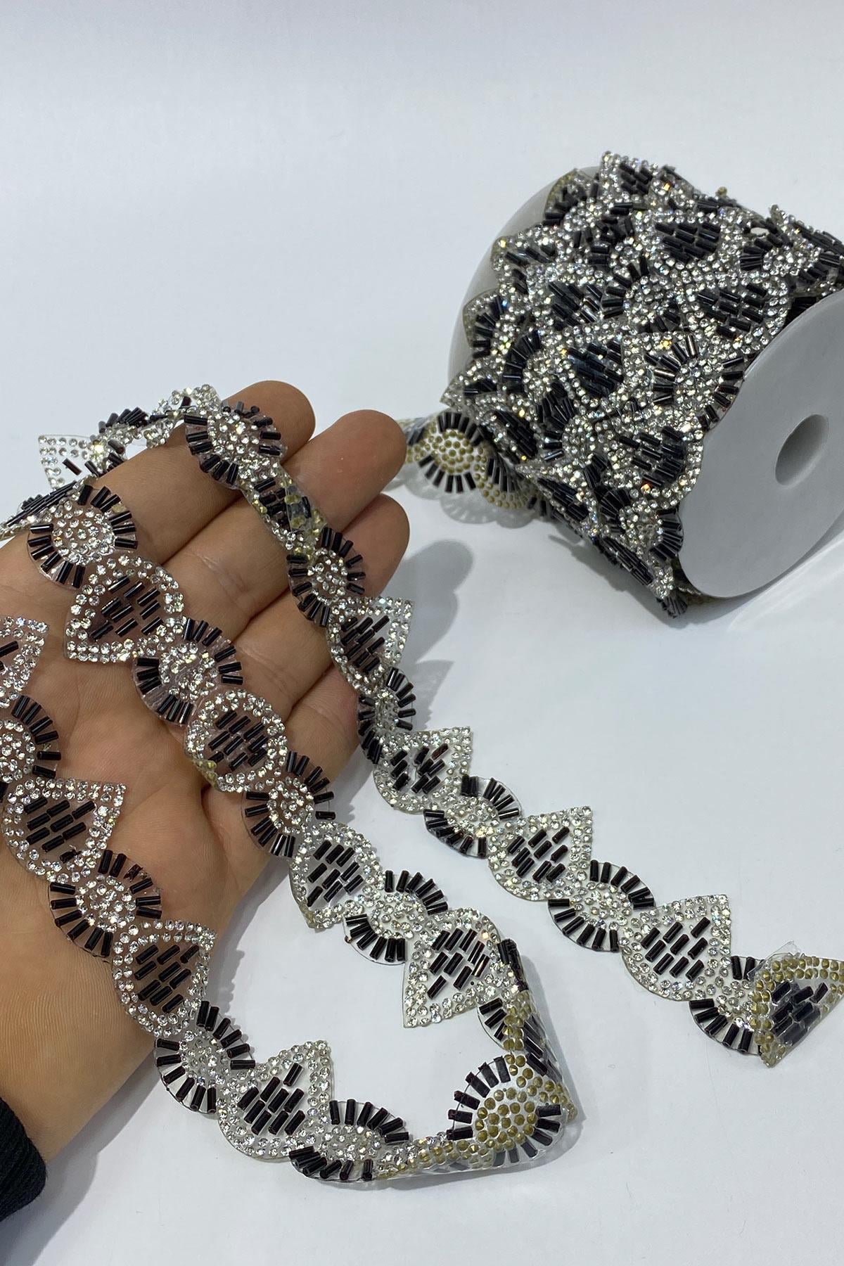 Black Silver Iron-On Strip Applique