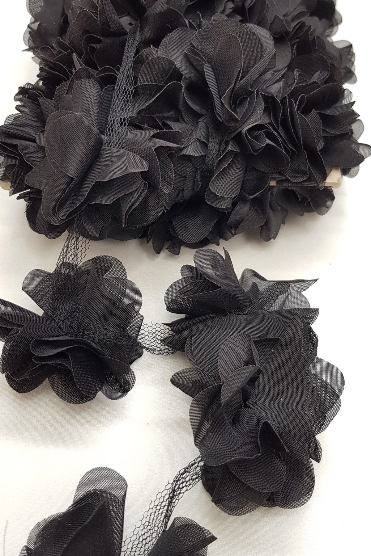 Black Laser Cut Tulle Flower