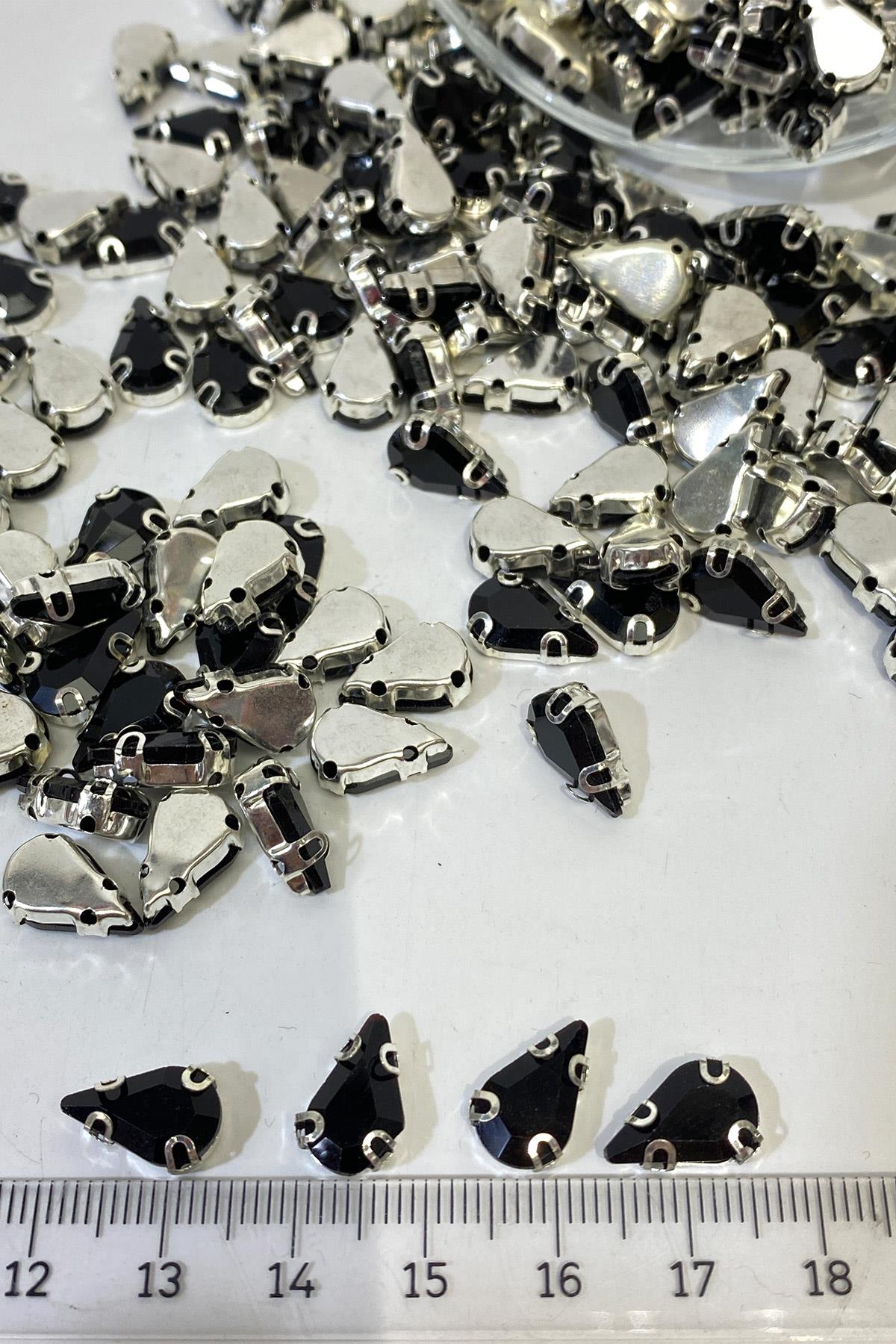 Black Metal Case Drop Beyoglu Stone Sewing Beads 10 Pieces
