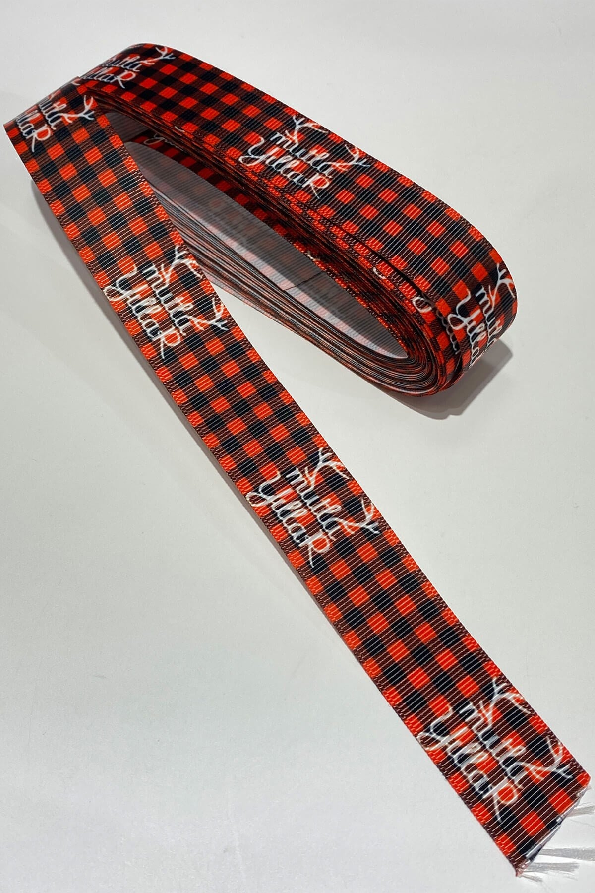 Black Happy New Year Written Christmas Ribbon 10 mt 2.5 cm