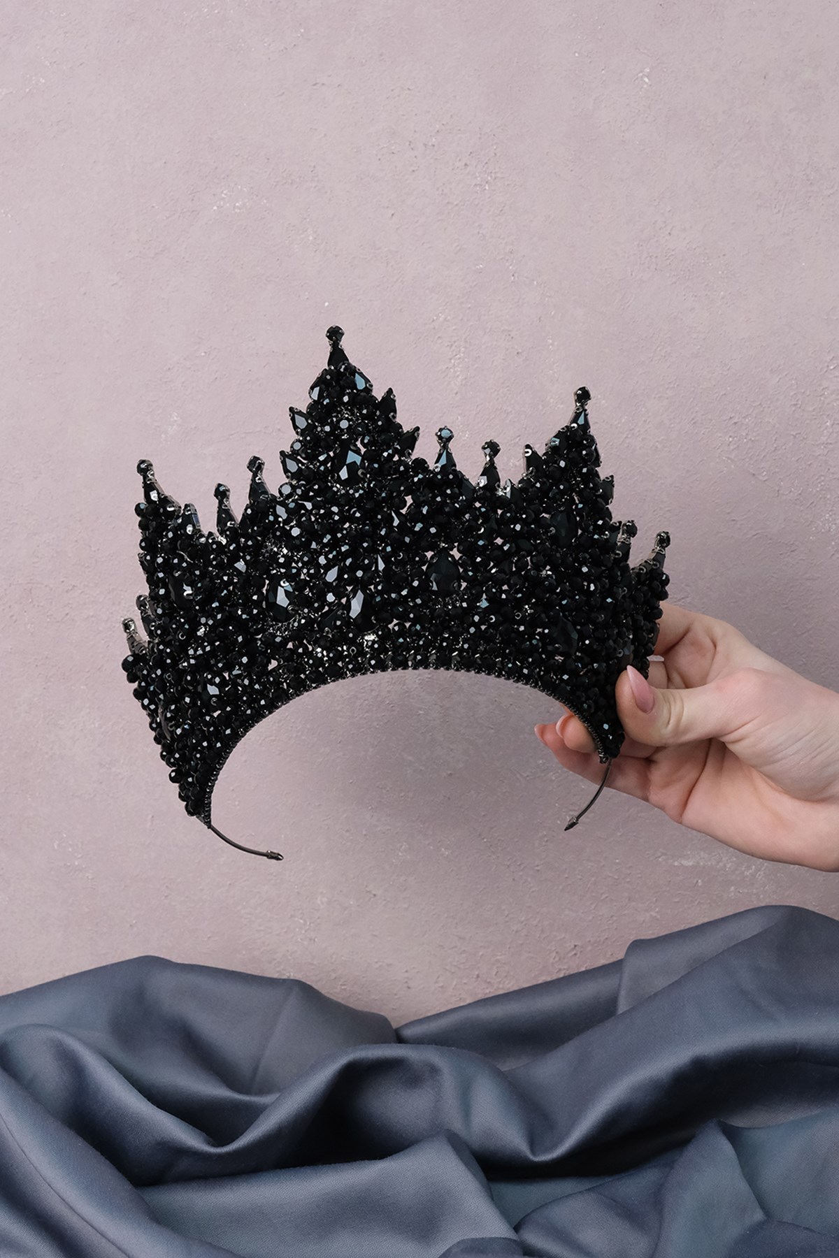 Black Paris High Dense Beaded Bridal Henna Tiara