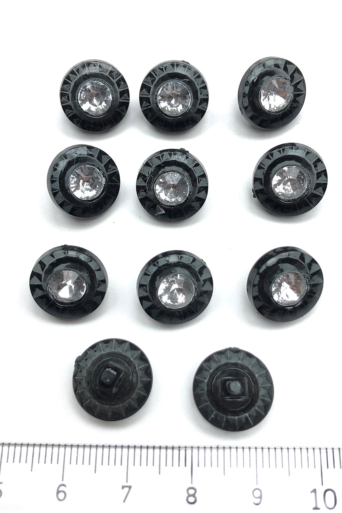 Black Plastic Stone Button