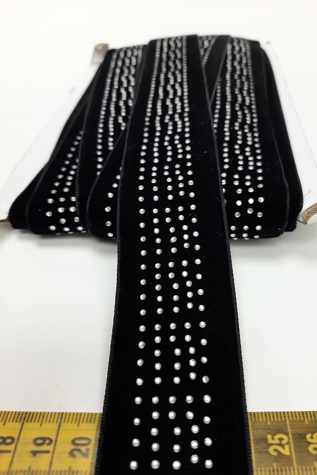 Black Polka Dot Stone Velvet Ribbon