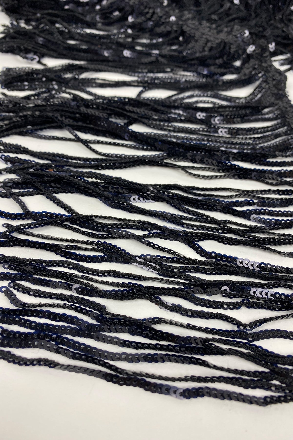 Black Sequin Sequined Shiny Tassel Fringe Ribbon 15 cm 1 mt