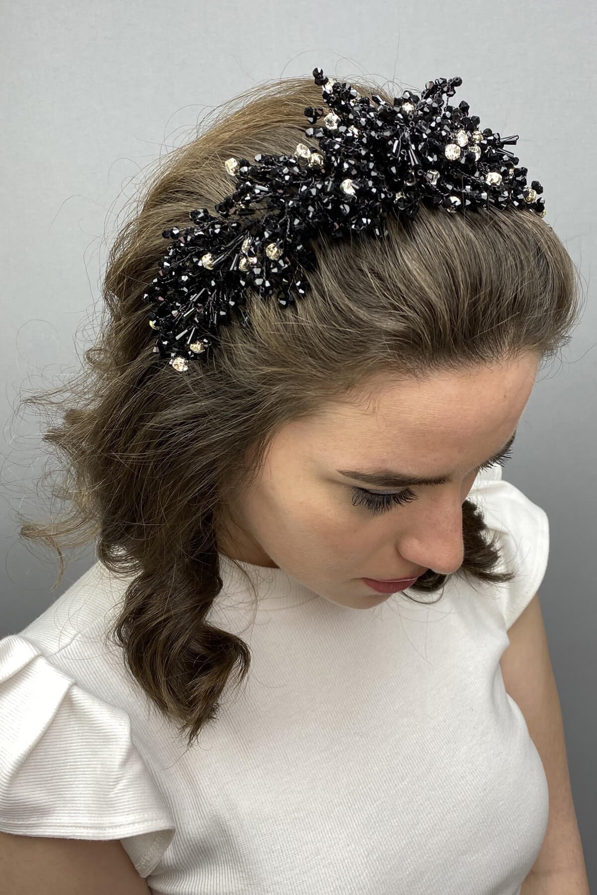 Black Rastaban Crystal Stone Henna and Bridal Crown
