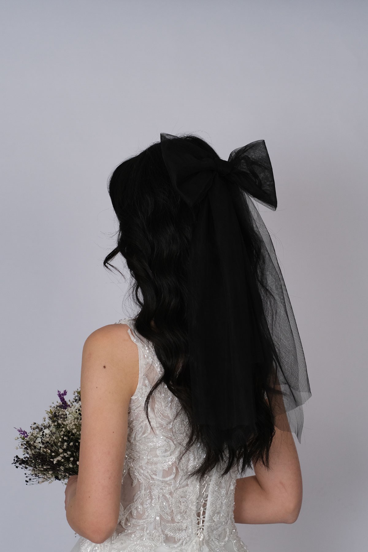 Siyah Sade Fiyonk Model Toka Gelin Saç Aksesuarı