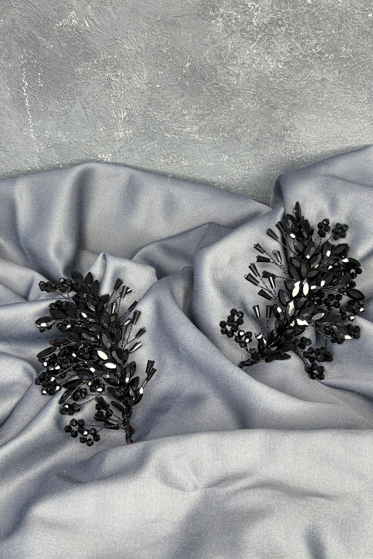Black Selis Double-Sided Bridal Henna Tiara Hair Accessory