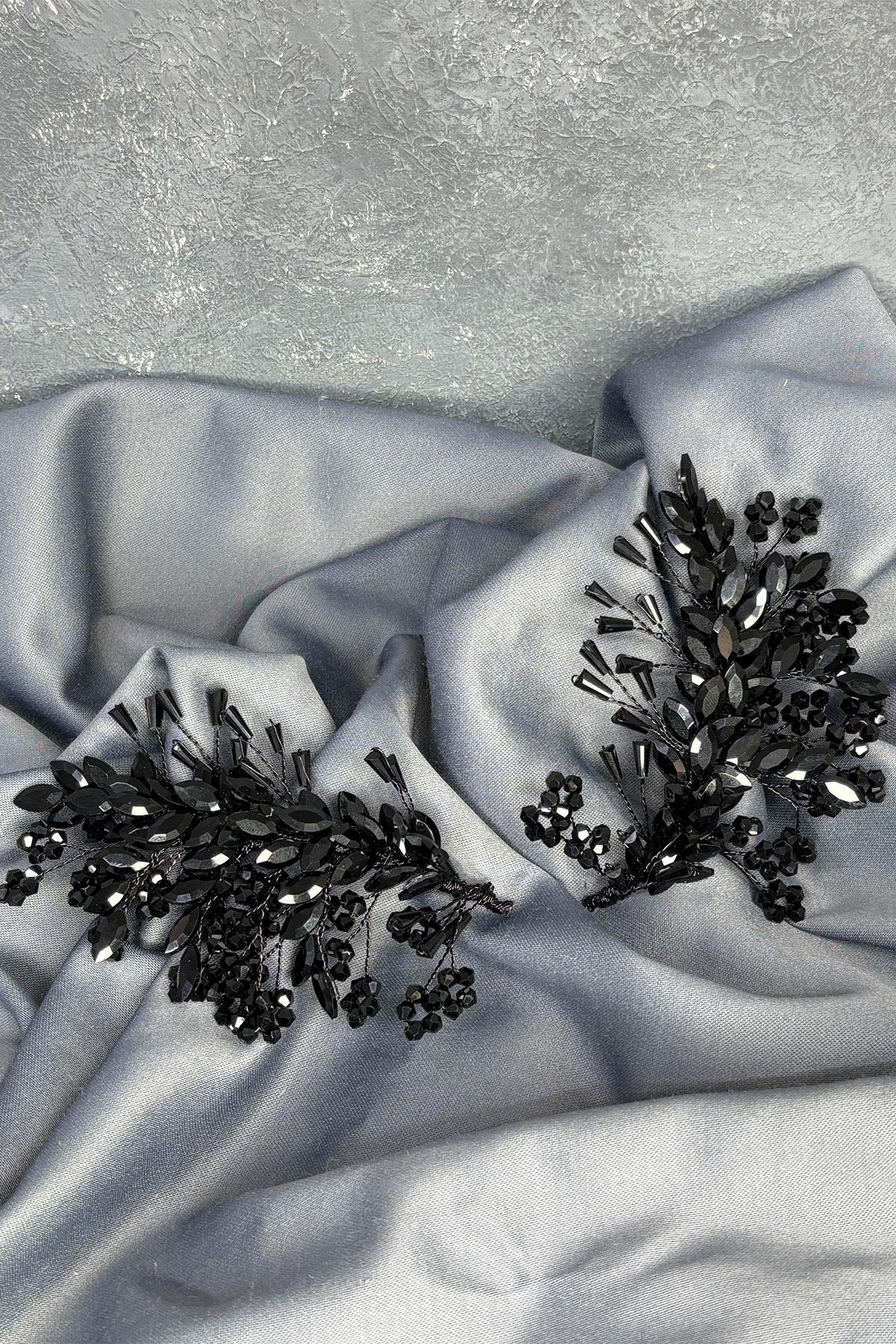 Black Selis Double-Sided Bridal Henna Tiara Hair Accessory