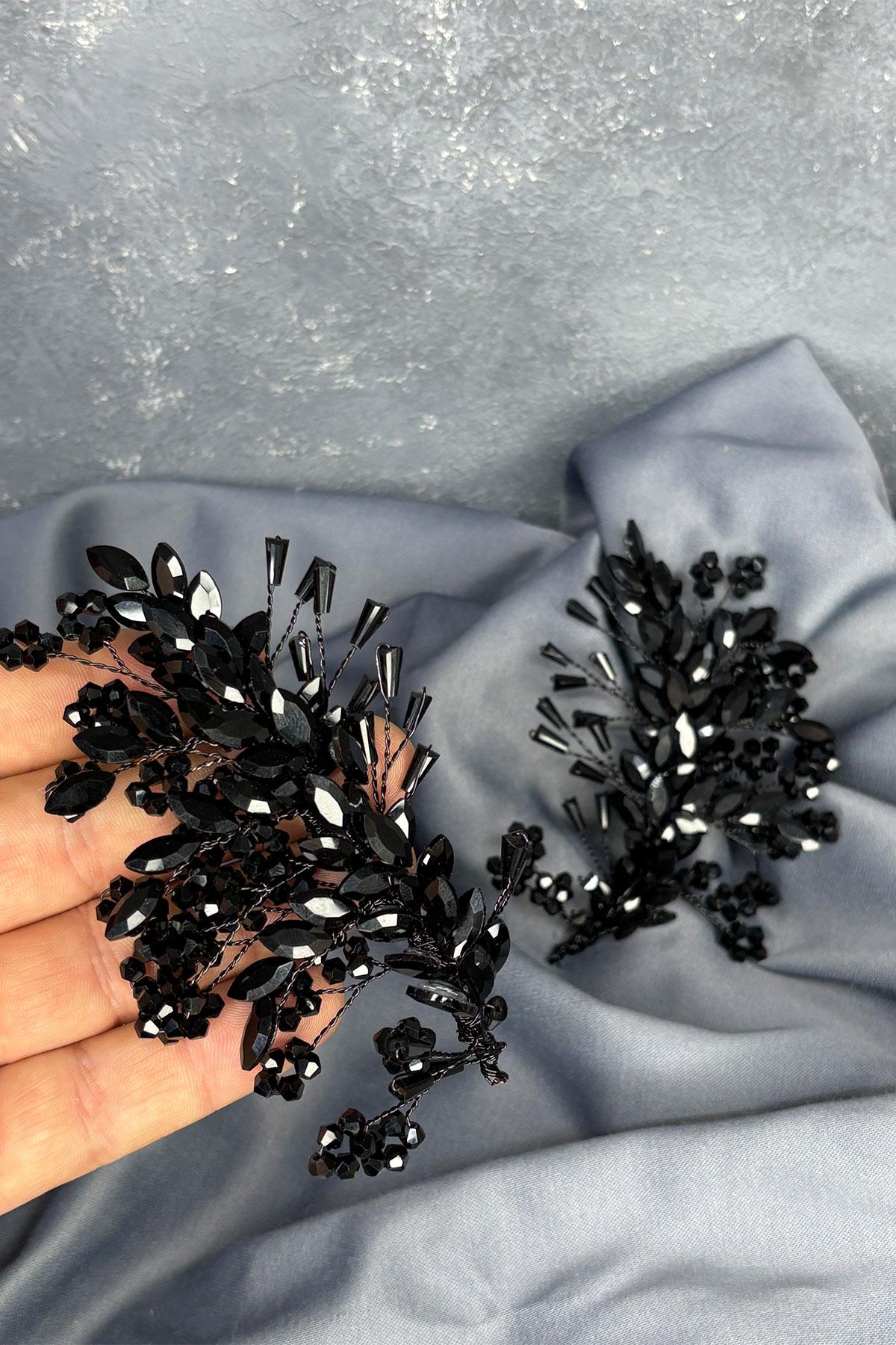 Black Selis Double-Sided Bridal Henna Tiara Hair Accessory