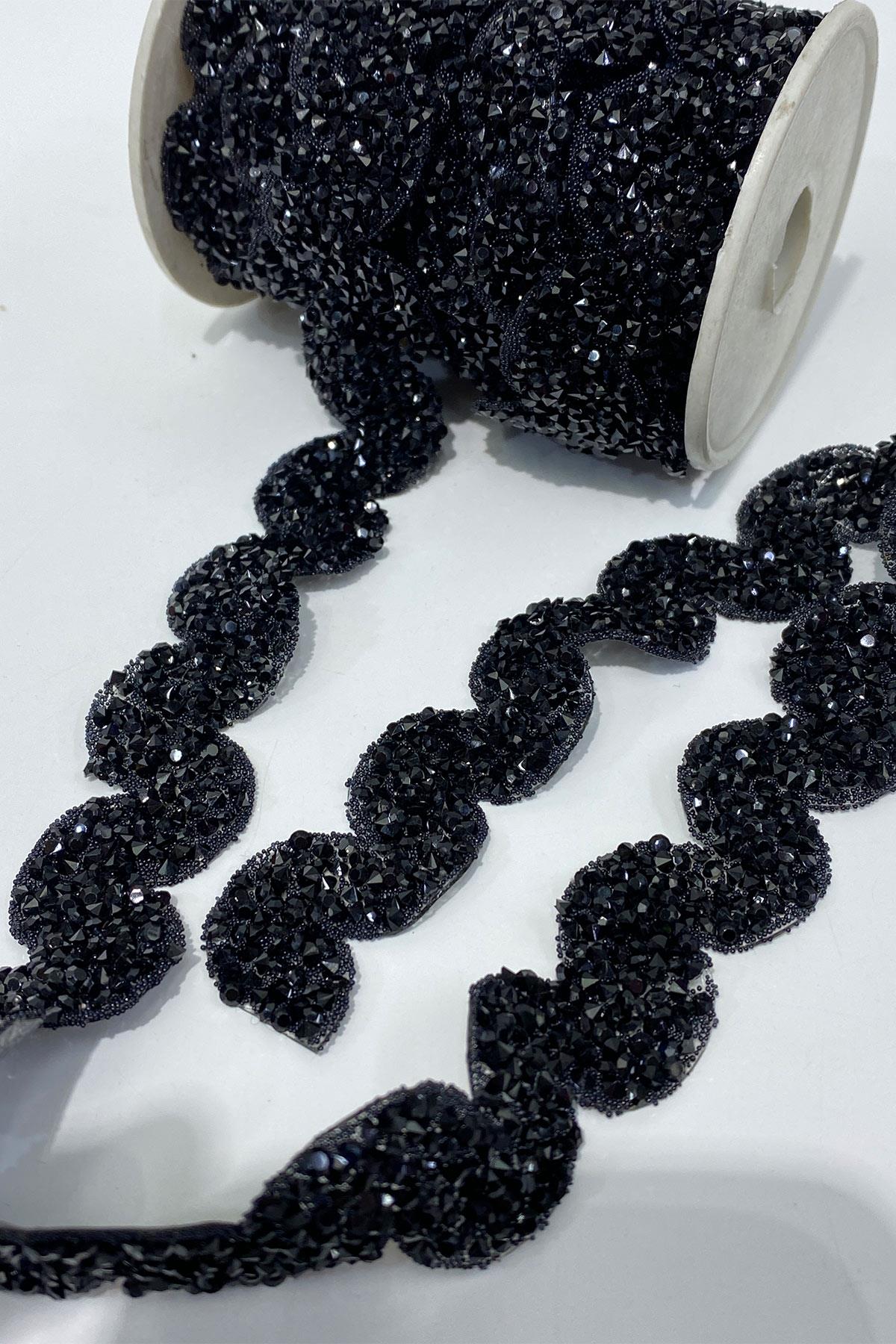 Black Waterway Pattern Iron-on Strip Applique