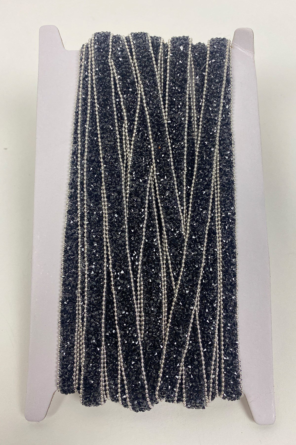 Black Iron-on Stone Thin Chain Strip Applique