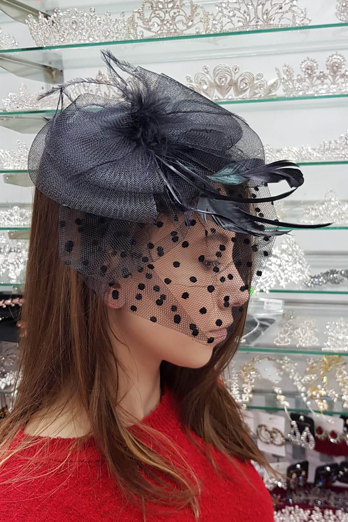 Toptan Siyah Vualet Nikah Şapkası