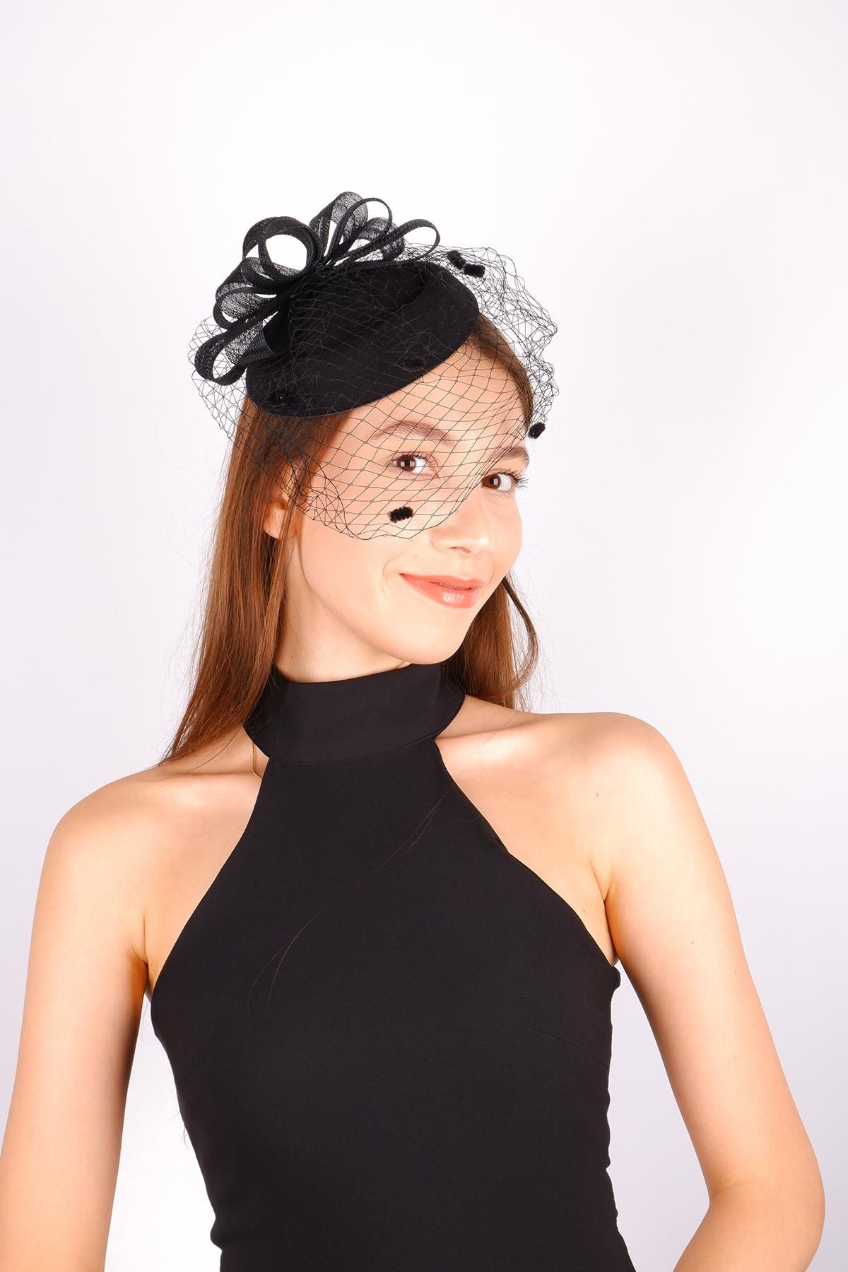 Black Voile Wedding Hat Dilda Bridal Accessory