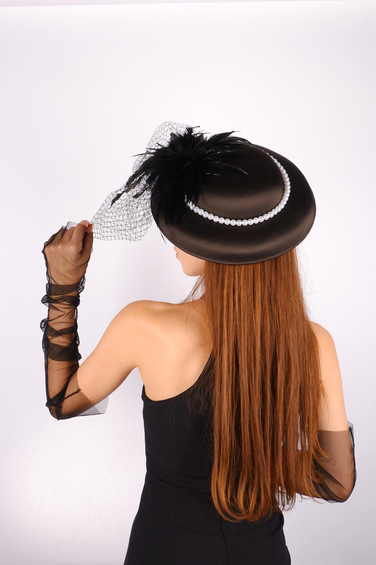 Wholesale Black Voilet Wedding Hat Dilda Bridal Accessory And Tulle Gloves