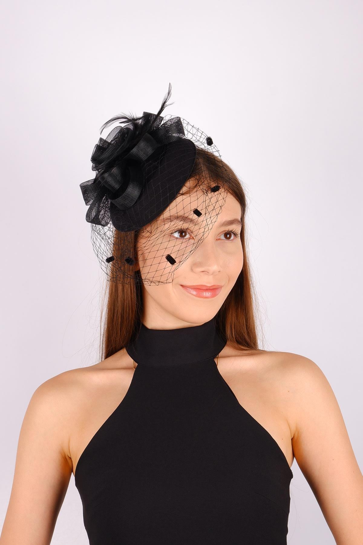 Black Voile Wedding Hat Nico Tulle Bridal Accessory