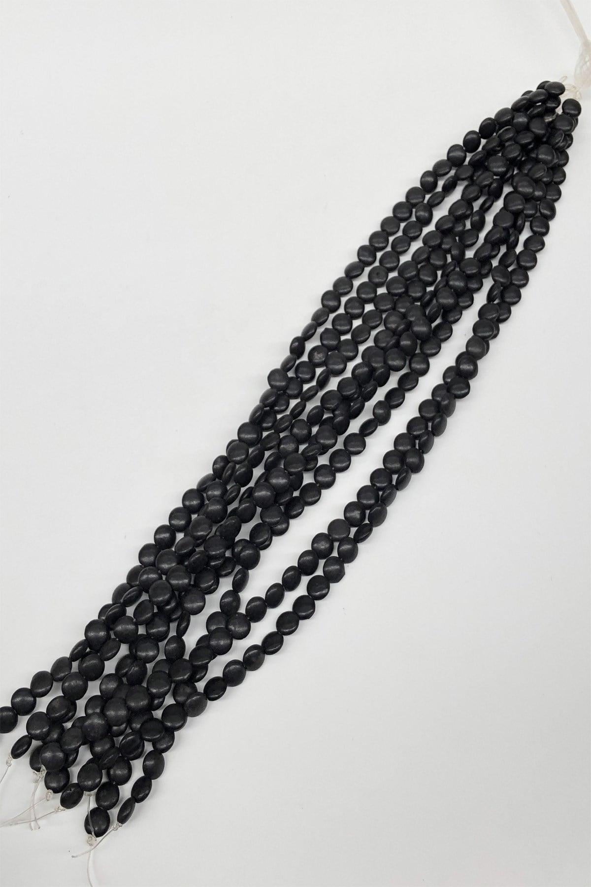 Black Flat Stone Beads