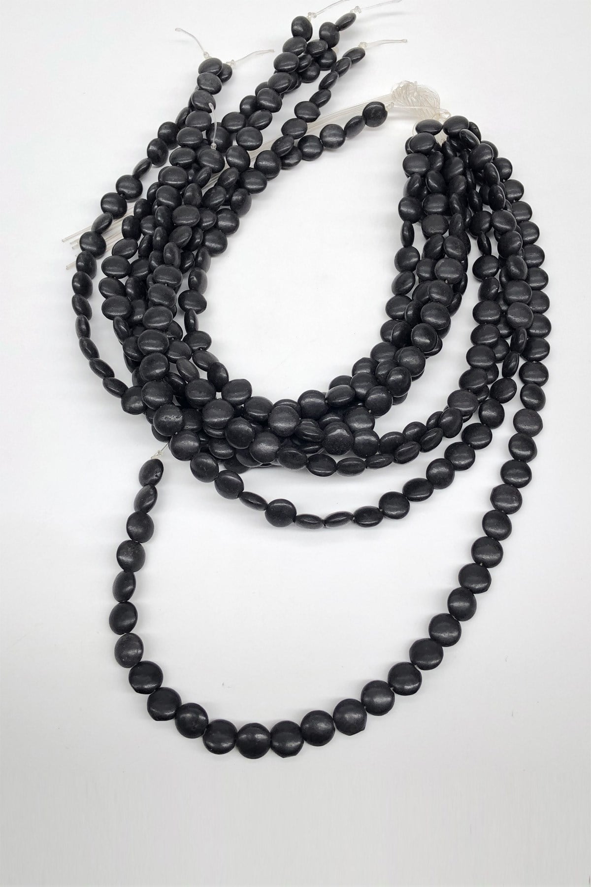 Black Flat Stone Beads