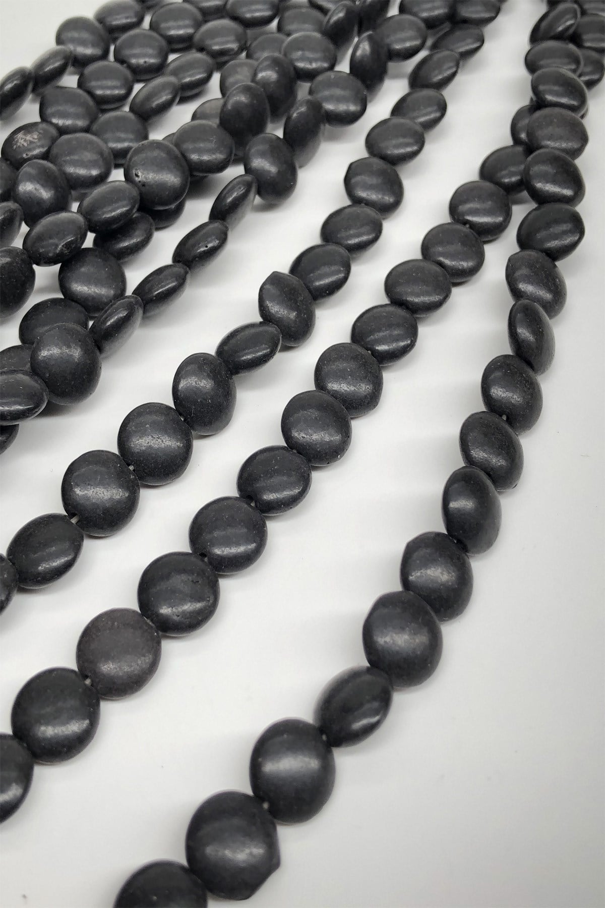Black Flat Stone Beads
