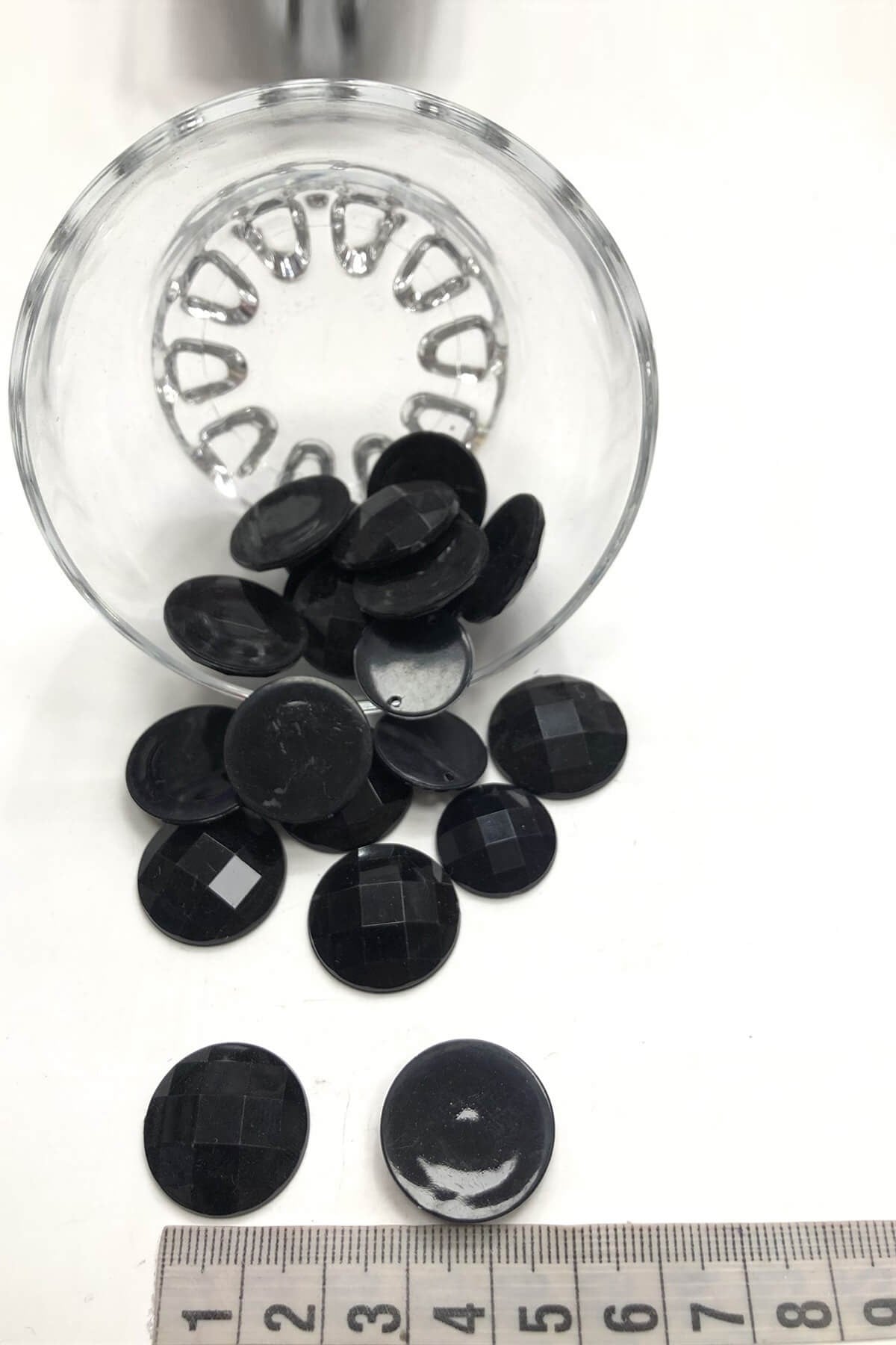 Black Round Plastic Stud Stone 10 pcs