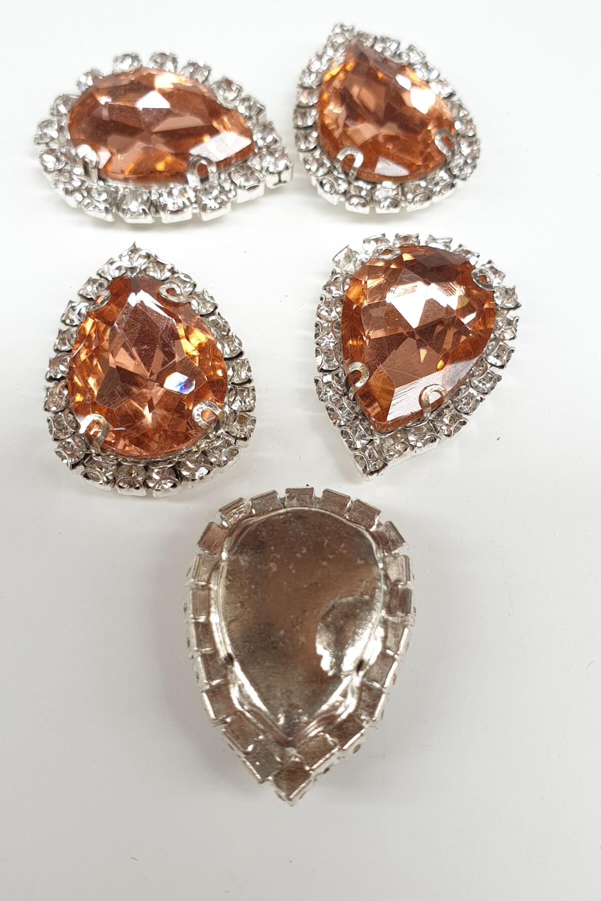 Salmon Color Drop Cased Studded Stone