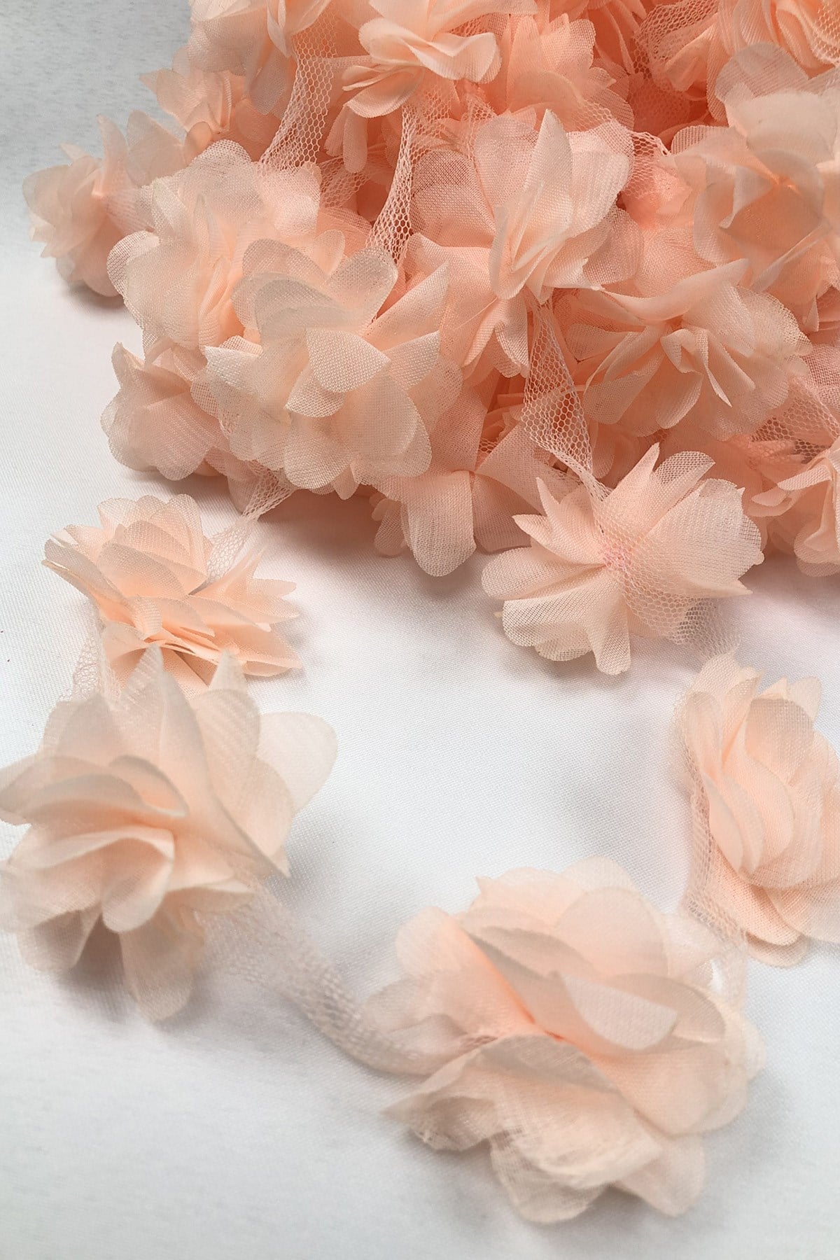 Salmon Color Laser Cut Tulle Flower