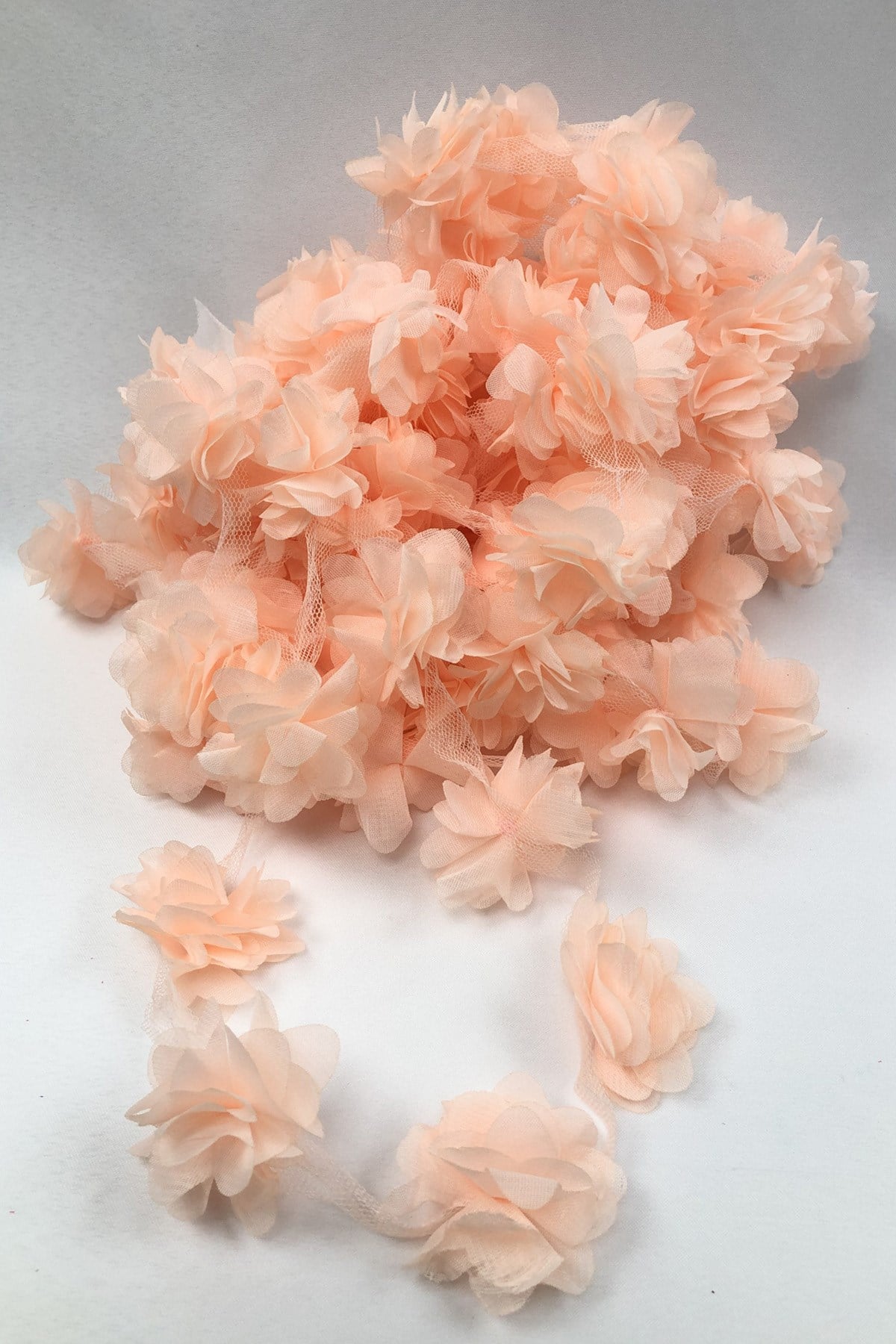 Salmon Color Laser Cut Tulle Flower