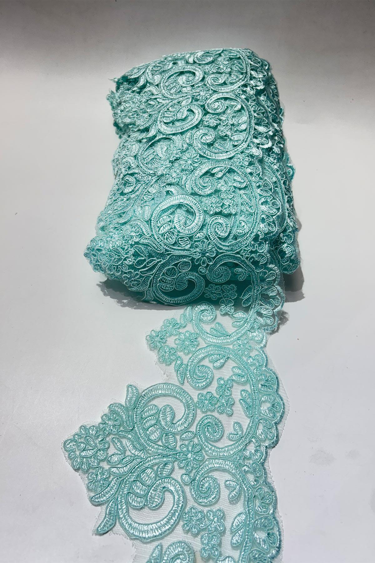 Aqua Green French Guipure Edge Lace Ribbon