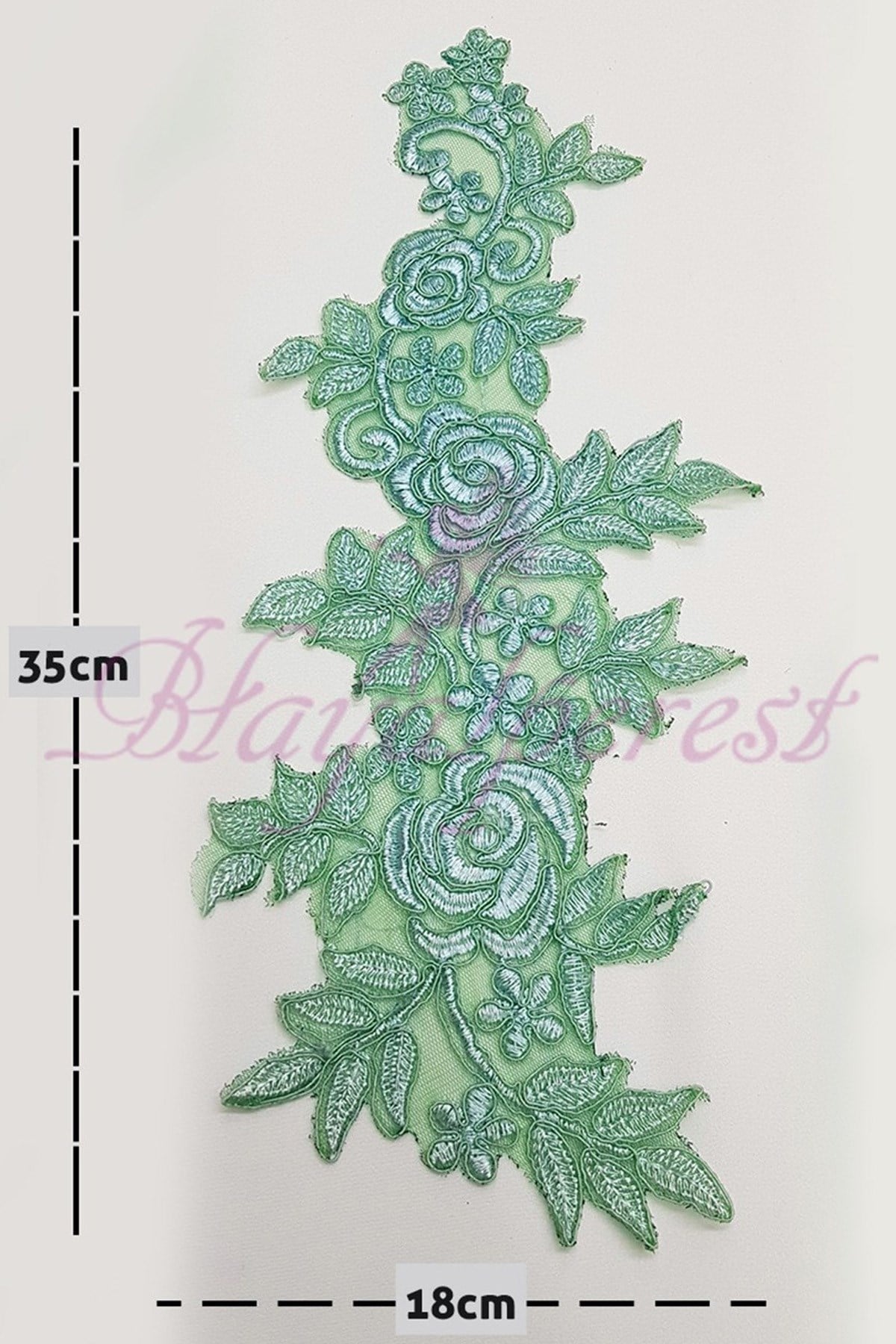 Water Green Rose Patterned Lace Guipure Applique