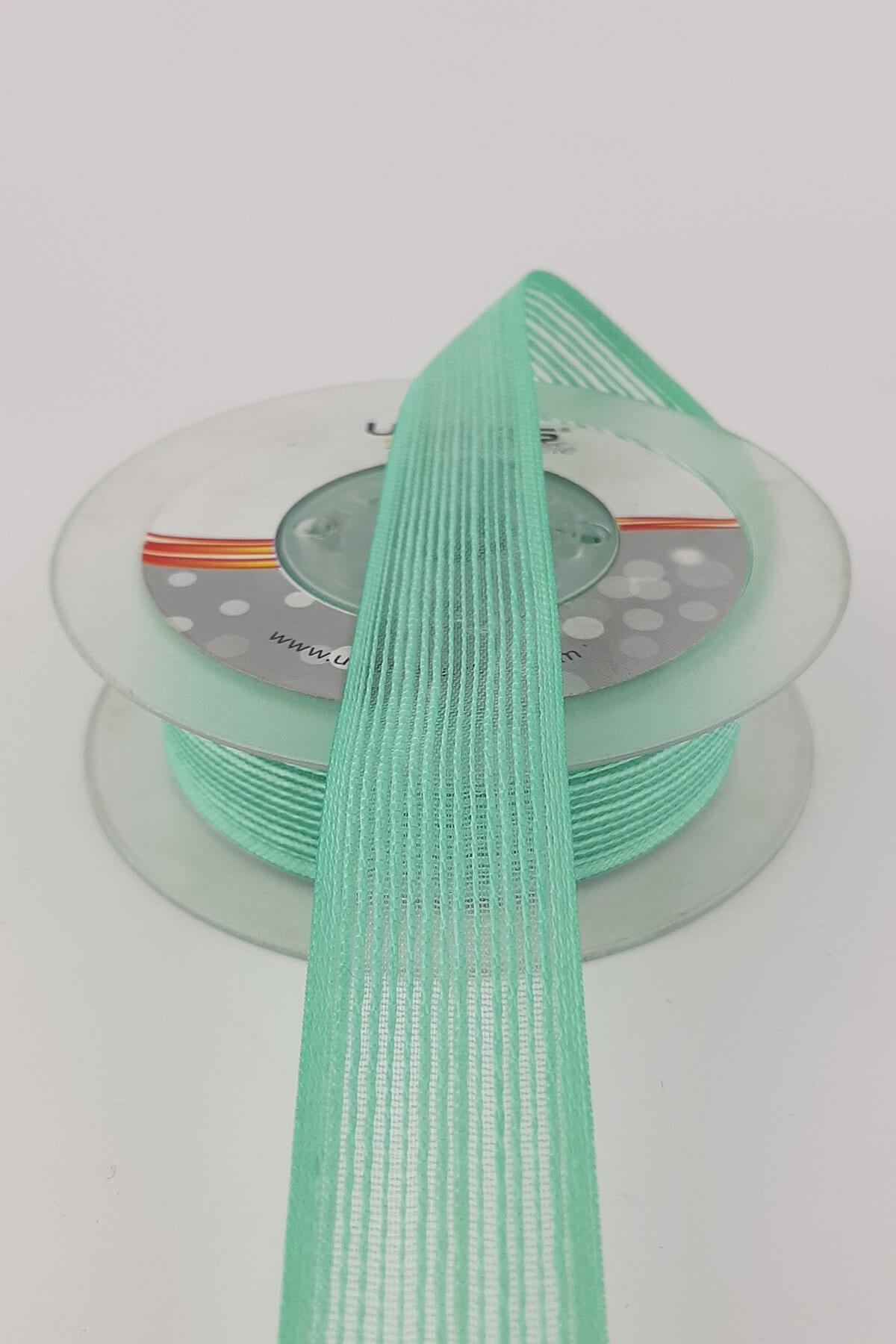 Water Green Linen Effect Ribbon 2,5 cm 10 m