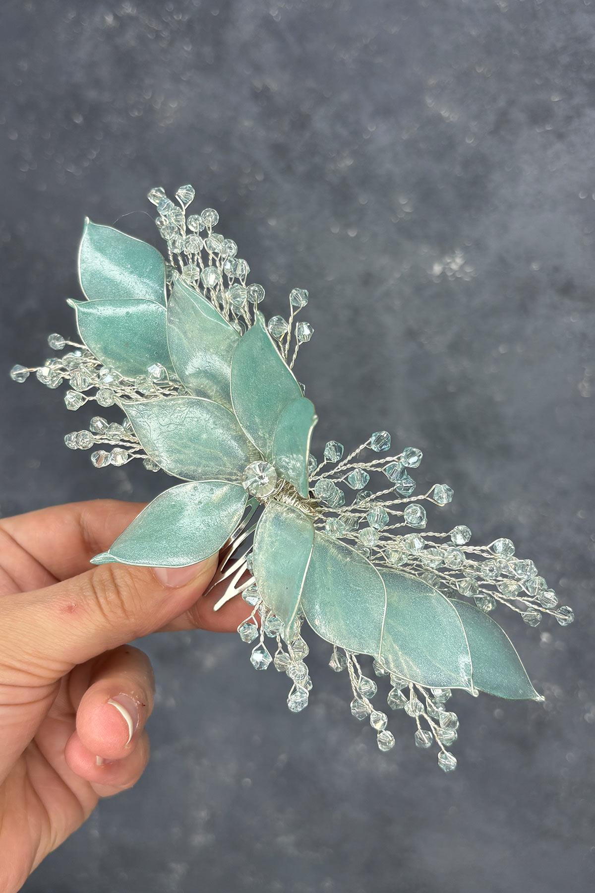 Aqua Green Pearlescent Essence Comb Bridal Hair Accessory