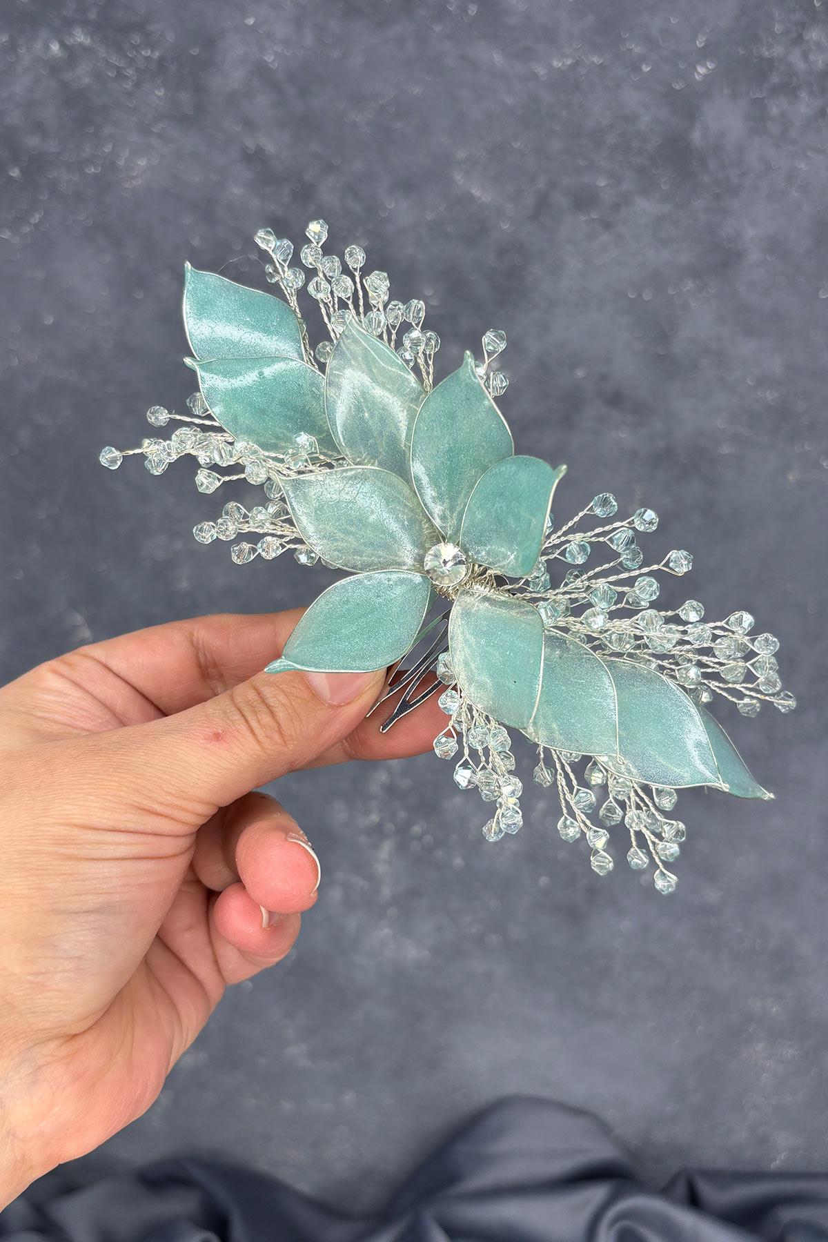 Aqua Green Pearlescent Essence Comb Bridal Hair Accessory