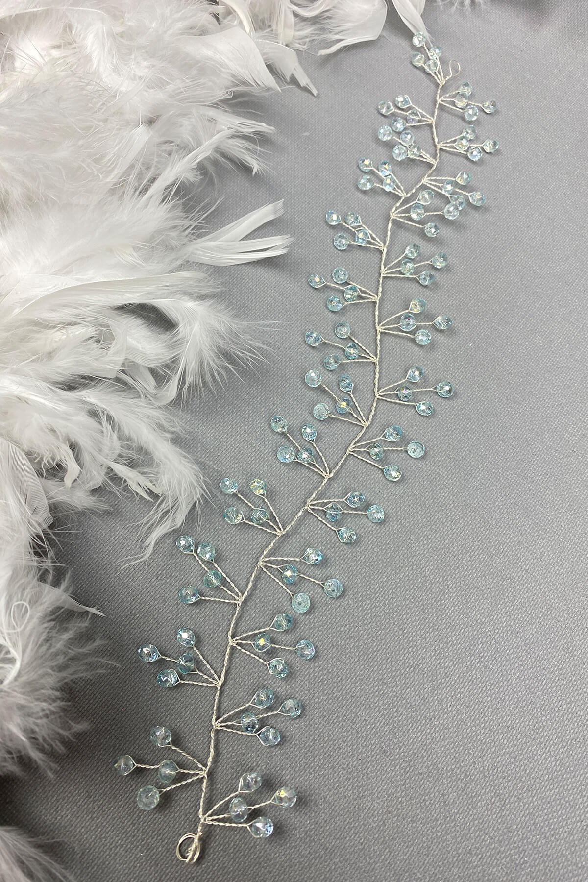 أكوا جرين فيلا مطرز تاج الزفاف إكسسوار للشعر