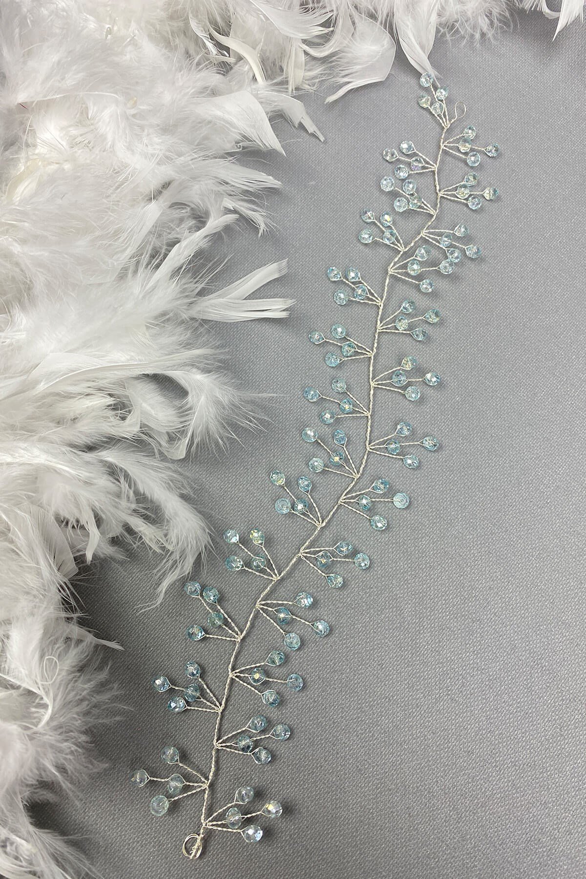 أكوا جرين فيلا مطرز تاج الزفاف إكسسوار للشعر