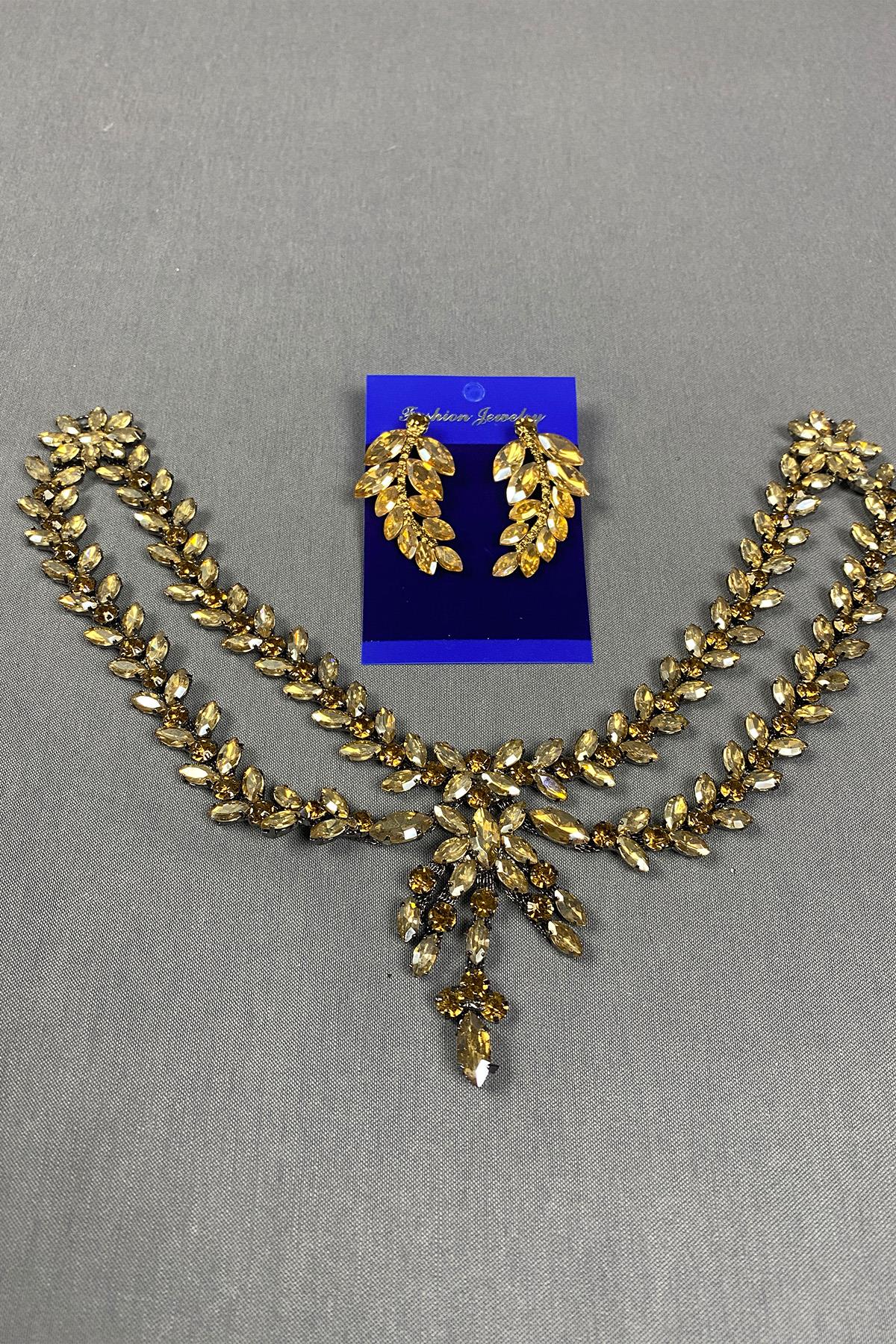Sultan Stone Pediment Bridal Henna Hair Accessory and Leaf Stone Earrings