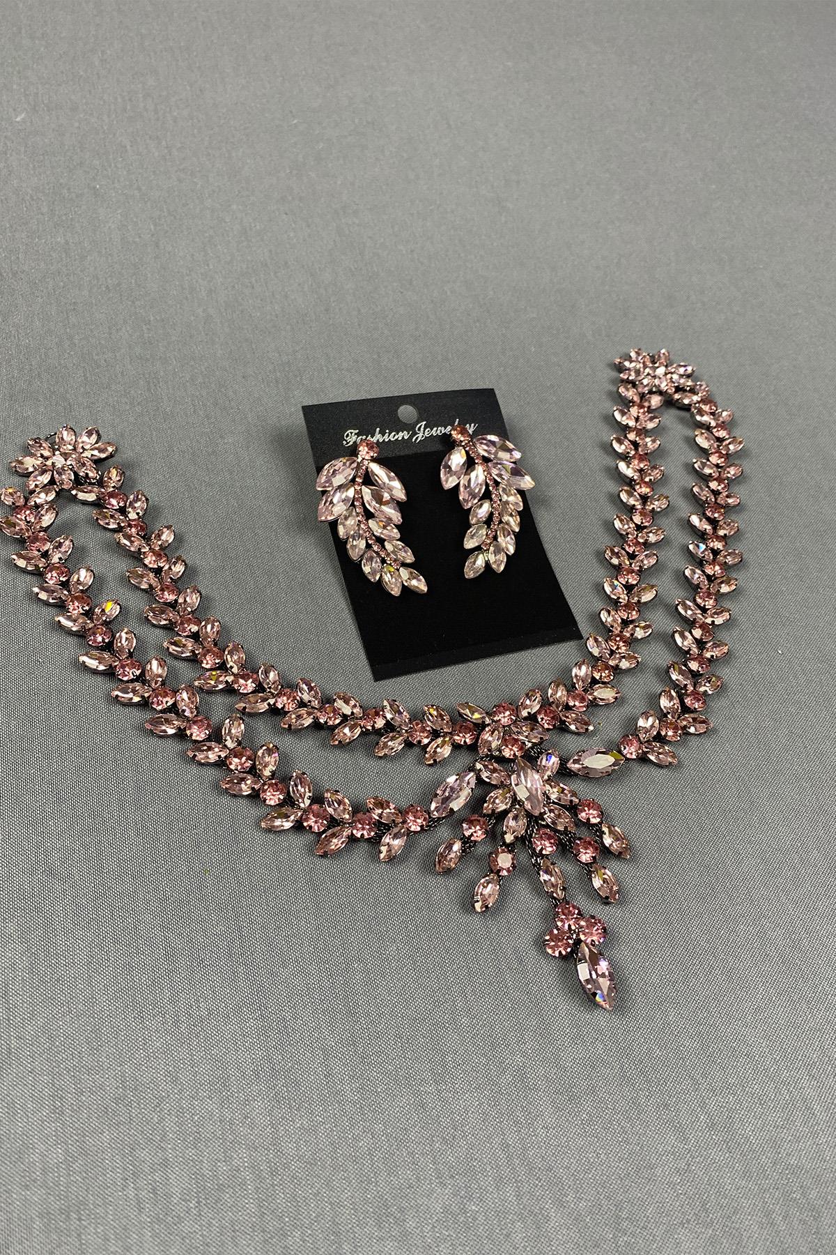 Sultan Stone Pediment Bridal Henna Hair Accessory and Leaf Stone Earrings