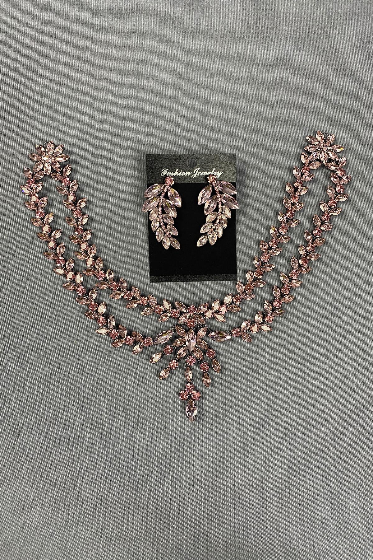 Sultan Stone Pediment Bridal Henna Hair Accessory and Leaf Stone Earrings
