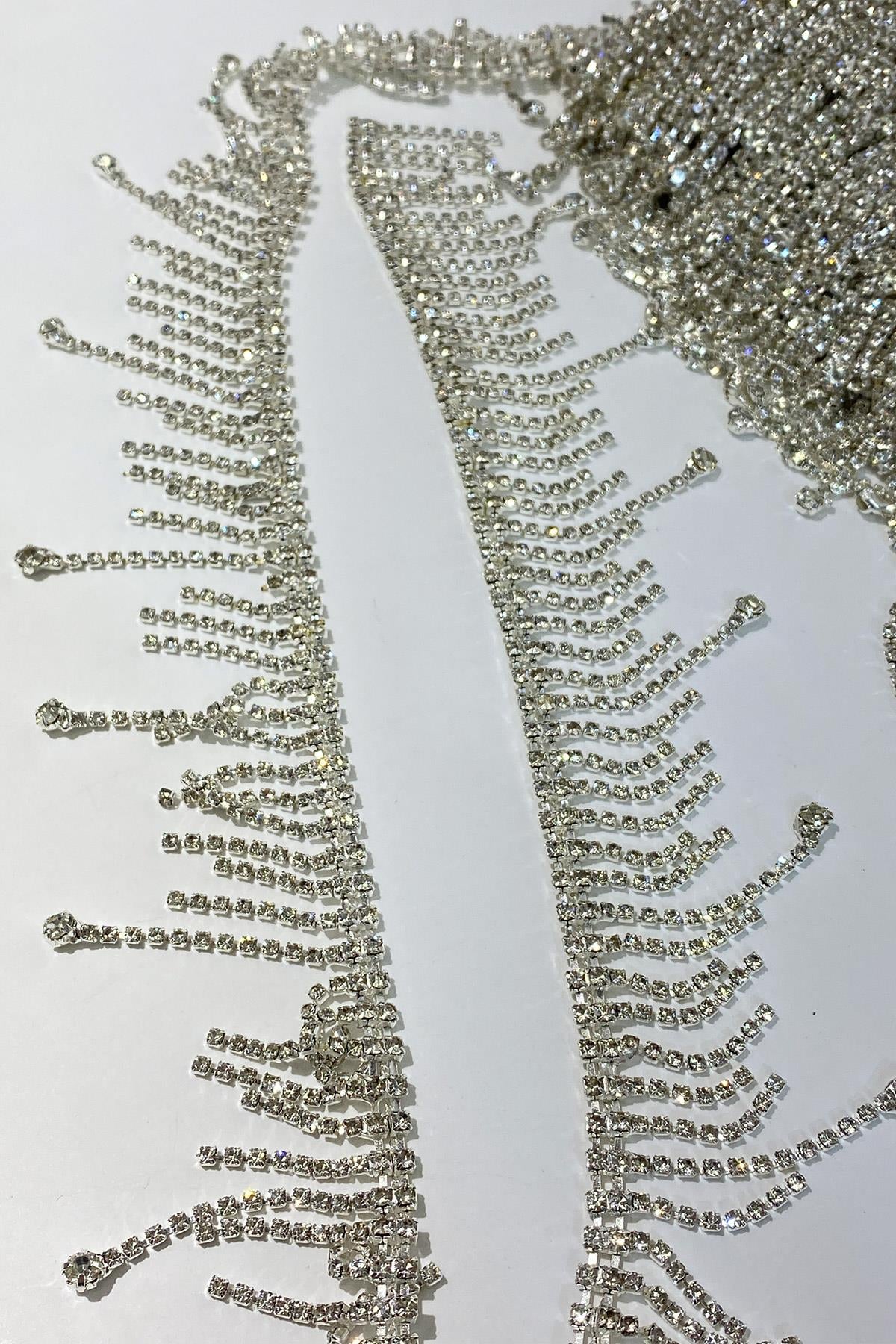 Stone Evening Dress Ribbon Fringe Tassel Accessory