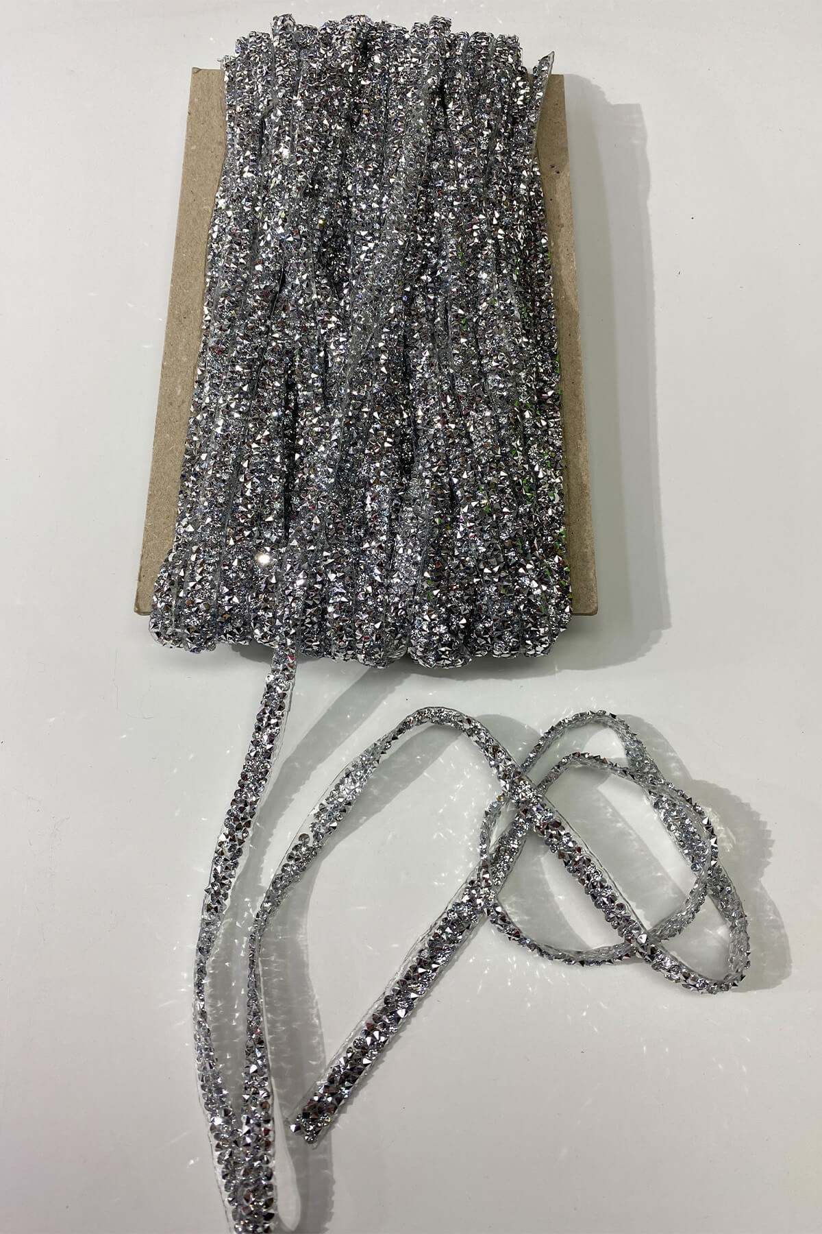 Stone Iron-on Strip Applique Silver Color